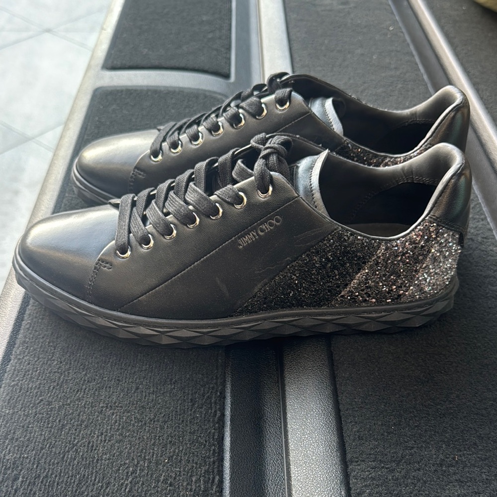 Jimmy Choo Black Glitter Men's Sneakers